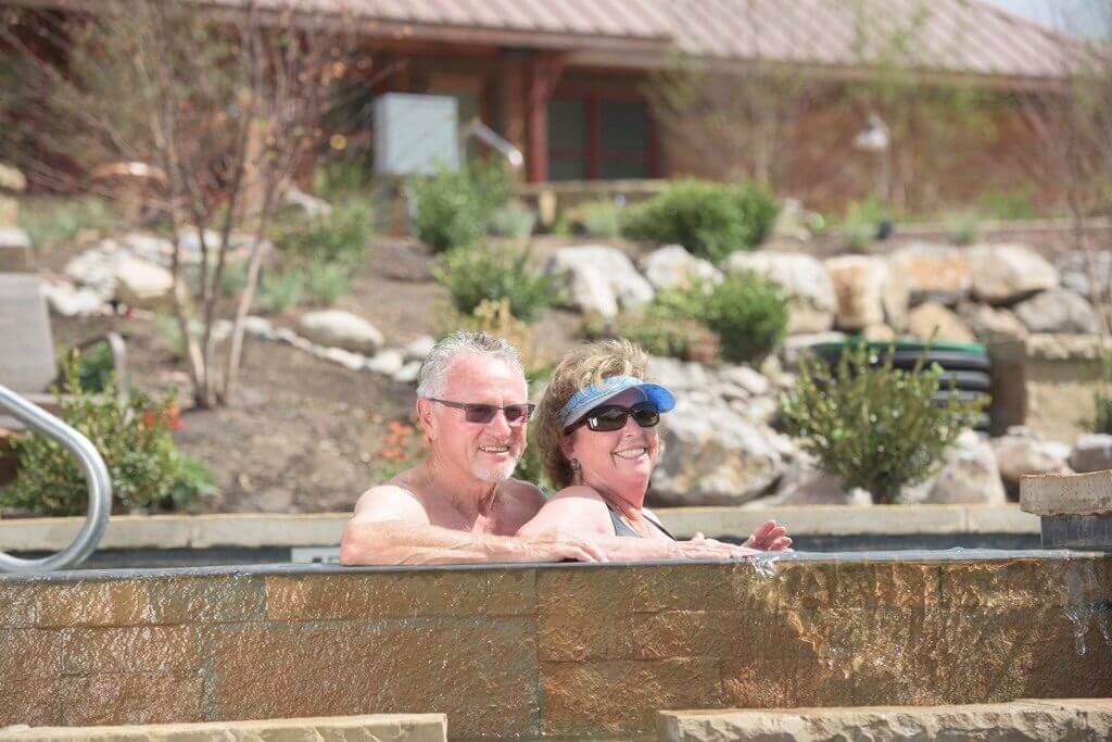 Seniors enjoy a soothing hot springs soak