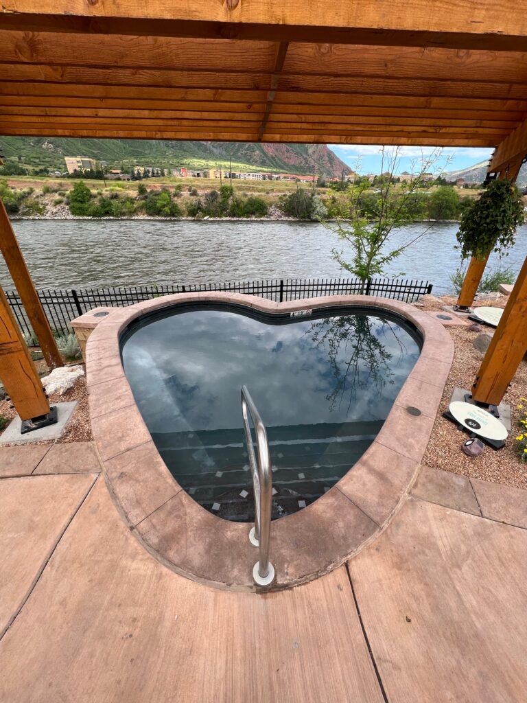 All set for romance in the heart-shaped Vichy, France pool at WorldSprings