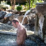 Waterfall pools are a favorite of Iron Mountain Hot Springs employees