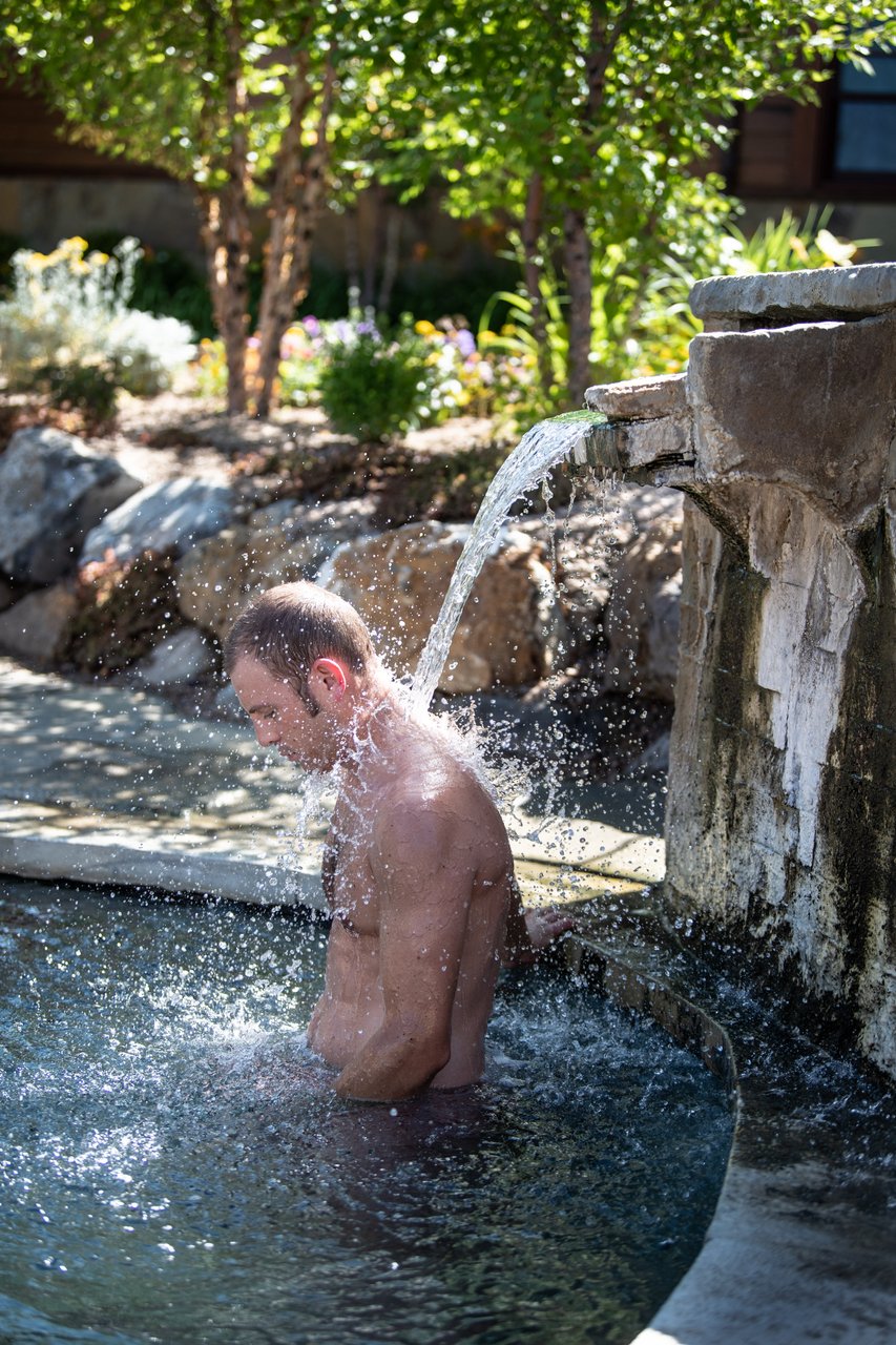 Waterfall pools are a favorite of Iron Mountain Hot Springs employees