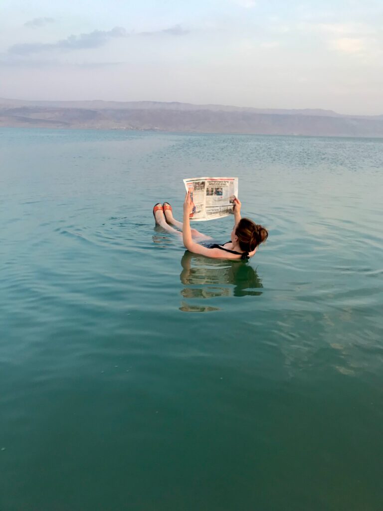 Experience the high salinity of the Dead Sea Pool 