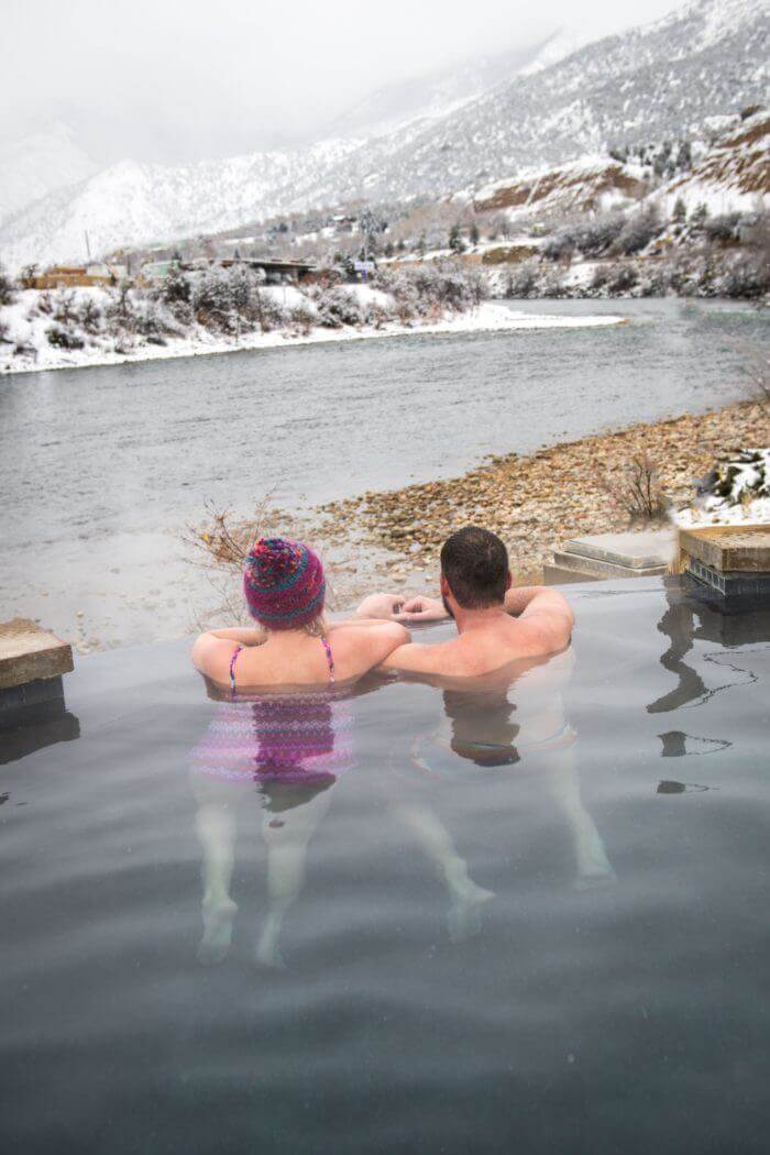 Cpuple relaxing at Iron Mountain Hot Springs