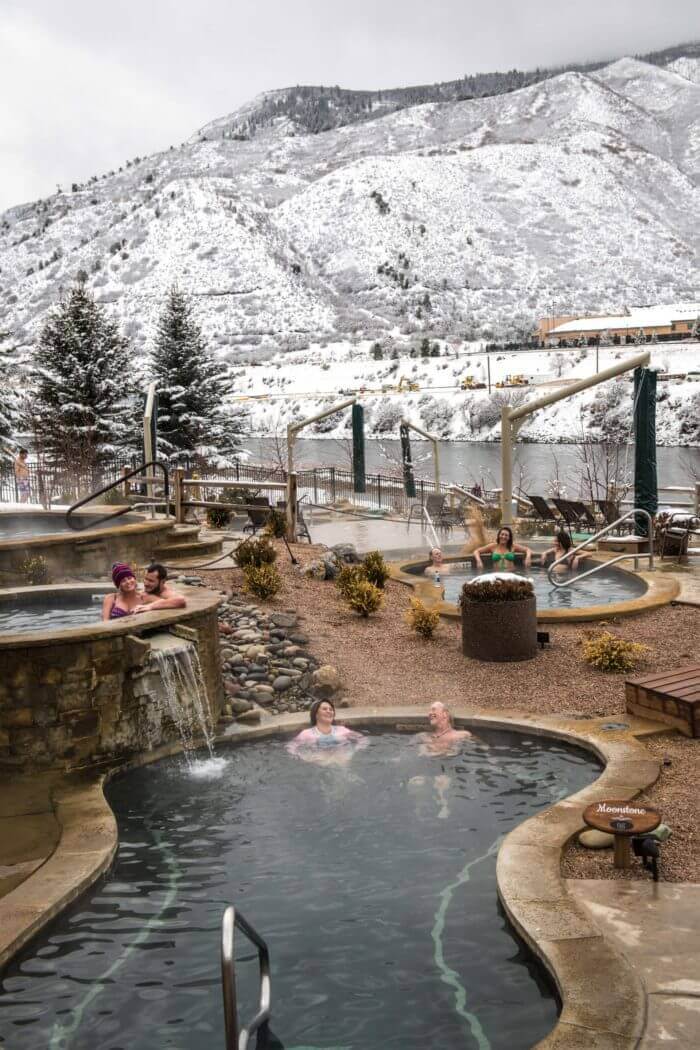 Relaxing at Iron Mountain Hot Springs in winter